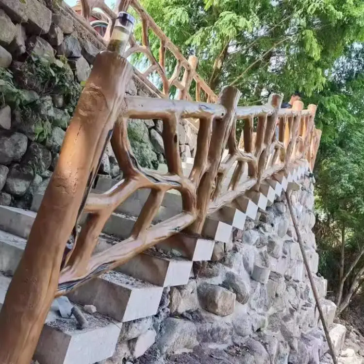 不变形钢筋混凝土仿木护栏 预制水泥仿树皮栏杆 景区耐腐仿藤栏板