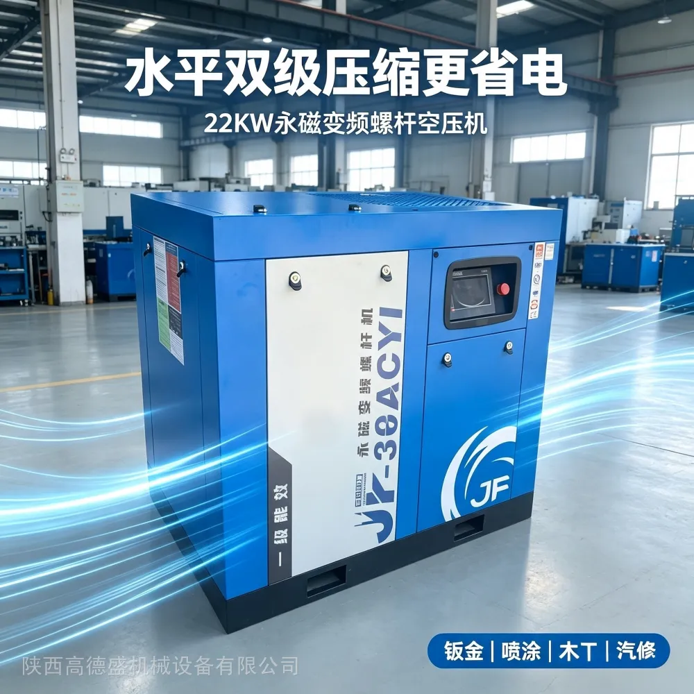 巨风22KW水平双级永磁变频空压机 30匹一级能效激光切割专用