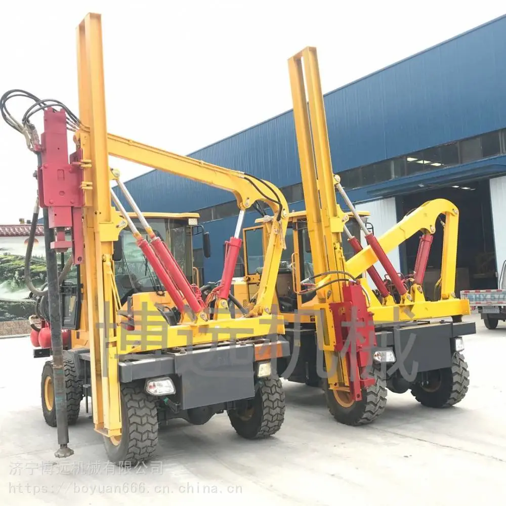 自动挡公路桩机 护栏打桩机 轮式护栏打桩机