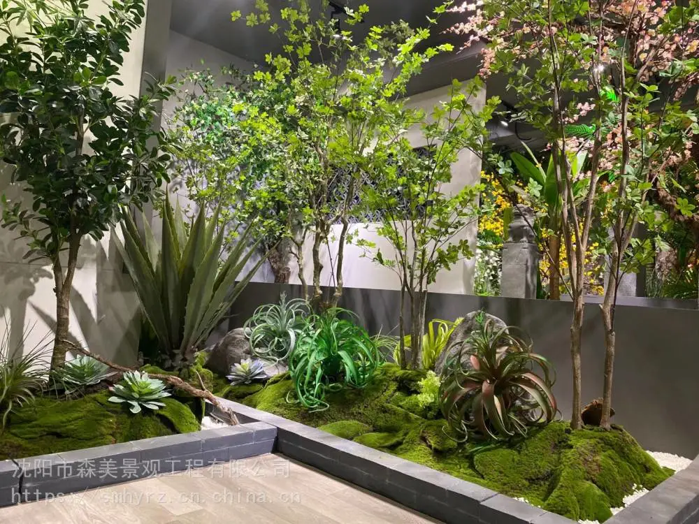 学校假苔藓绿植墙花艺软装植物造景