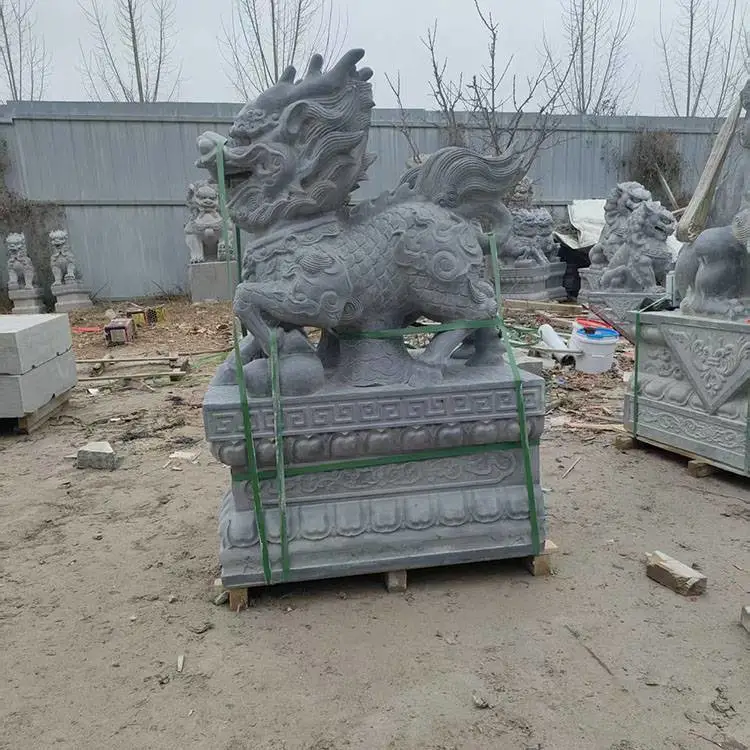 石雕麒麟 青石灰岩雕刻 工厂门口*** 一对***批发