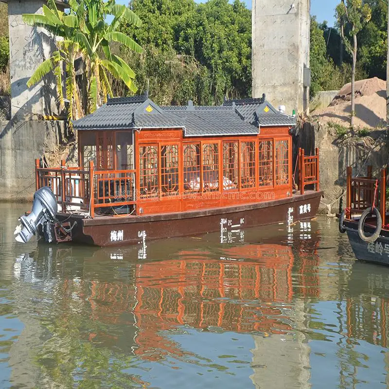 观光画舫船厂家定制 浙江宁波防撞玻璃钢船底 大型电动画舫木船
