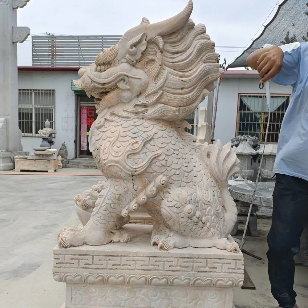 ***石麒麟精雕青石 别墅大门两侧对摆 性价比高