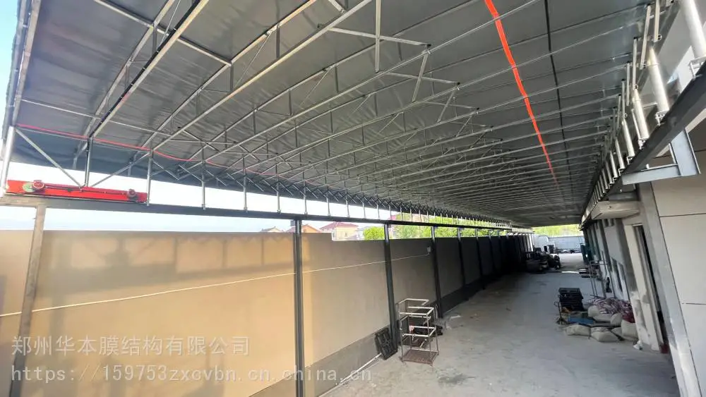 潮州市 大型推拉棚 厂房伸缩电动棚 推拉雨蓬