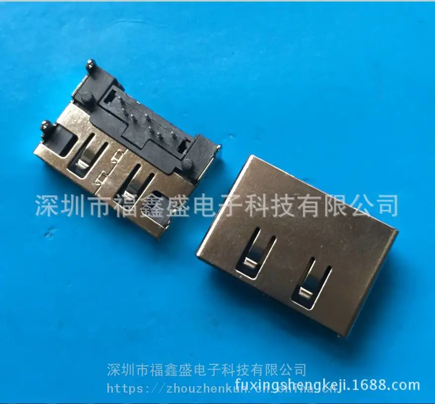 供应E-SATA 7P公座母头 SMT 板下带左右弹片SATA插座连接器