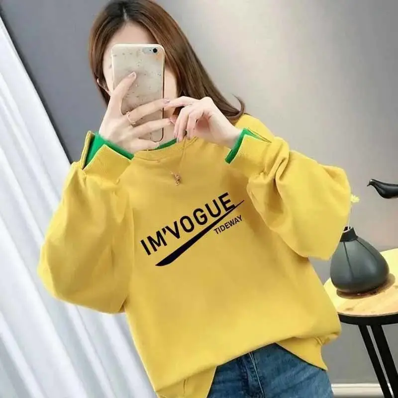 新手批发衣服怎么拿货学院风圆领卫衣女潮ins圆领卫衣地摊批发服装地摊照片
