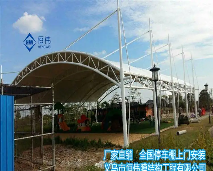 巢湖小区电动车停车棚 出入口膜结构遮雨棚按照客户要求定做