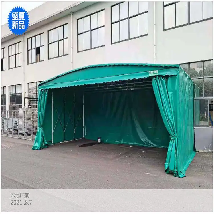 推拉棚仓库 仓库移动伸缩雨棚 制作过程 河北滦平