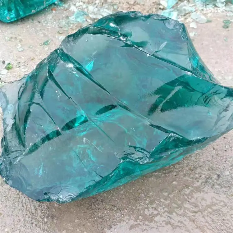 大块不规则彩色玻璃砂石笼用玻璃石 广场造景用异形玻璃块多种颜色