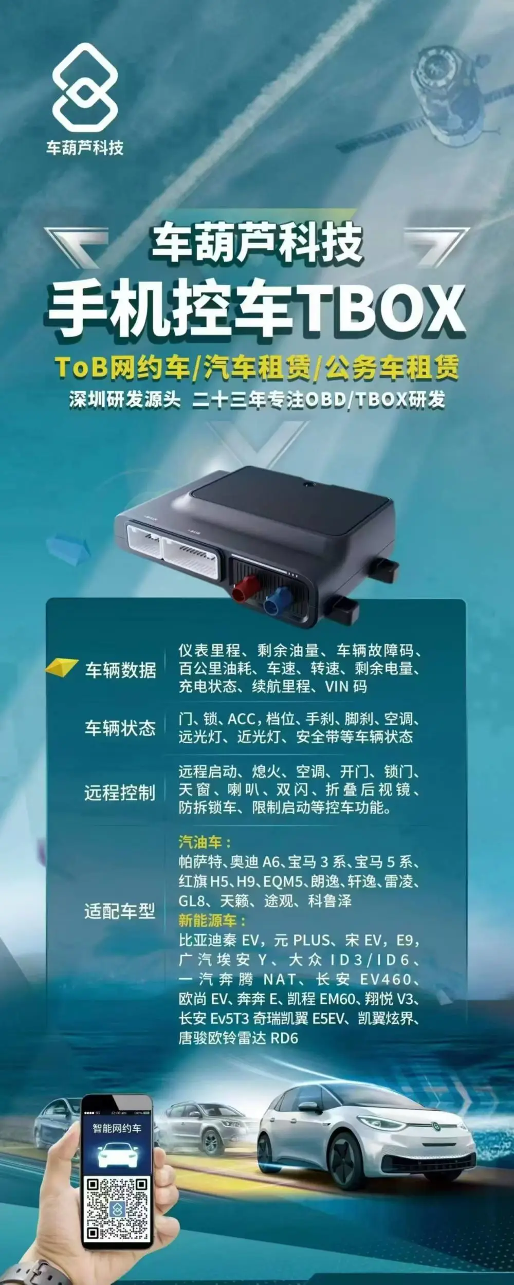 手机控车TBOX 蓝牙数字车钥匙 远程开门/锁门 远程启动/熄火 远程开空调等