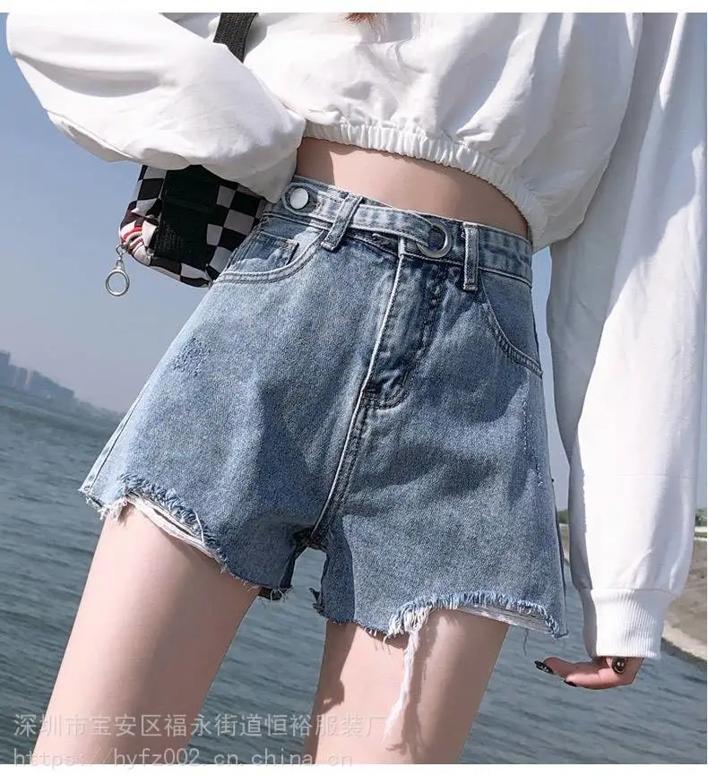 云南昭通牛仔短裤英文供应厂家大码清货牛仔短裤短裙