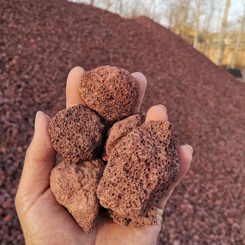 登峰建材供应 园艺种植火山岩 火山石滤料 红色黑色火山石 全规格