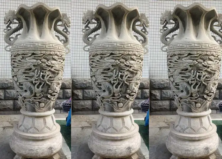 花岗岩石雕花瓶园林景观摆件厂家现货批发雕刻细腻