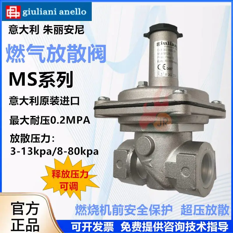 正品意大利朱丽安尼燃气放散阀MS25工业燃烧专用安全超压泄压阀