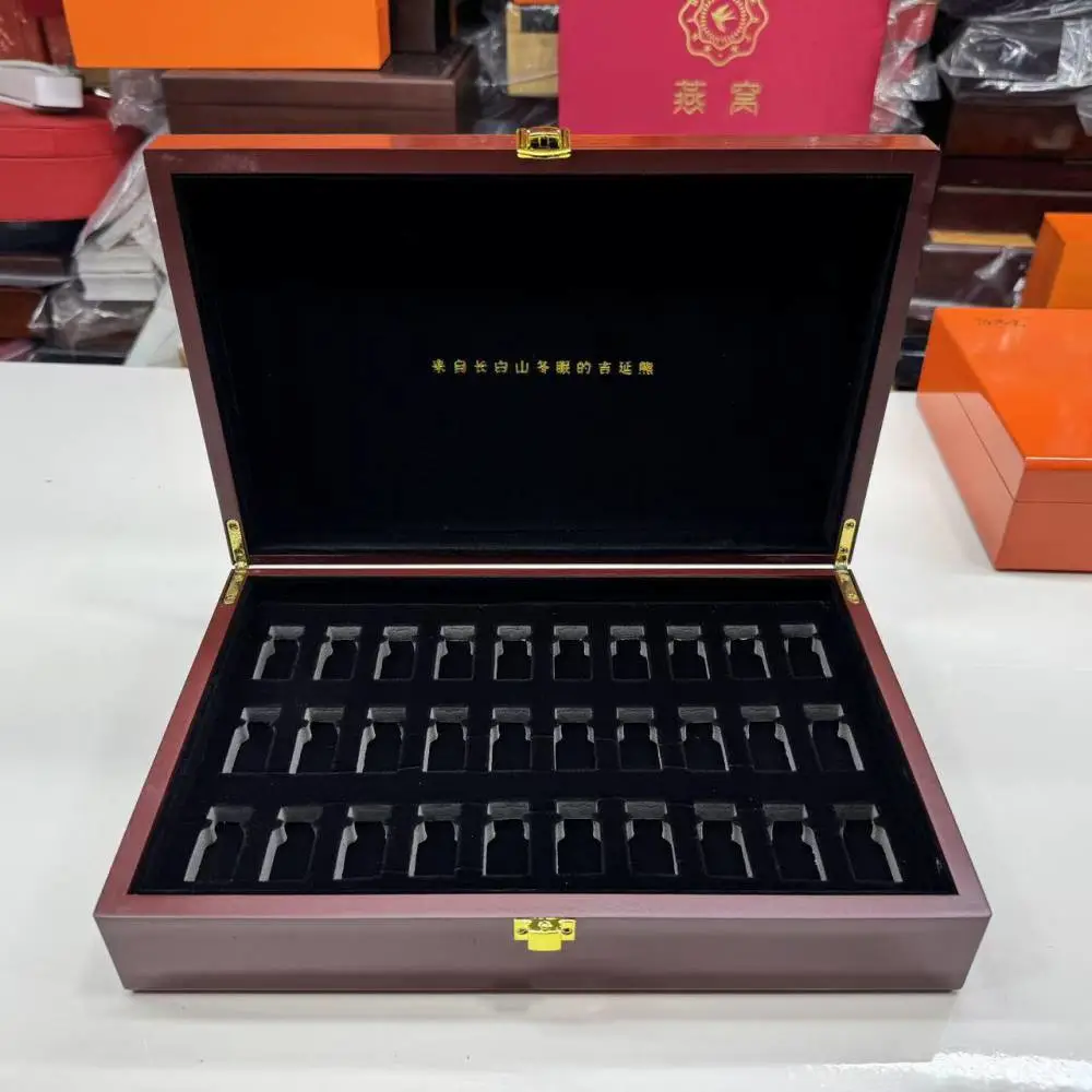黑色烤漆木盒 熊胆粉木盒包装 清心丸木盒包装 白酒木盒定做