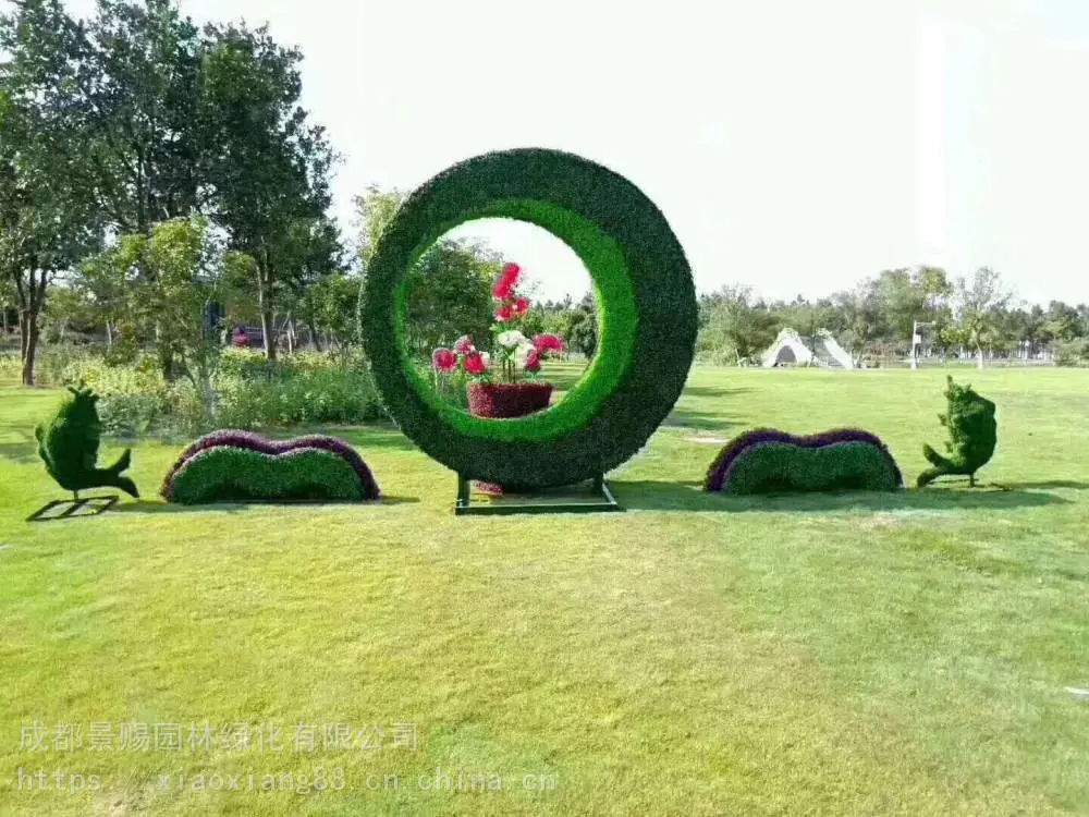成都市郫都区绿雕造型厂家 ,创意抽象绿雕创意真植物仿真植物绿雕