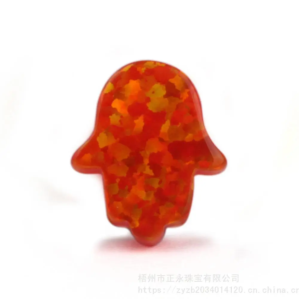 外贸热卖欧美风格手掌opal澳宝石头 橙红火彩欧泊幸运之手925配石