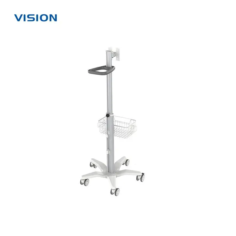 VISION 25214| 可升降立柱带网篮移动推车 显示器落地滚轮支架