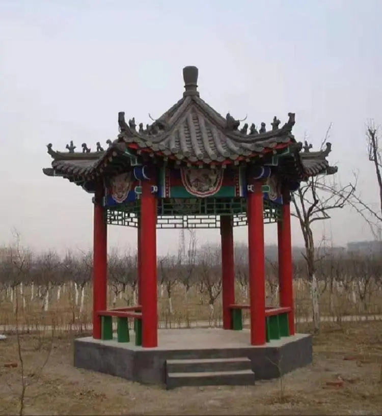 张家口塑木凉亭设计 古建凉亭 现代凉亭长廊施工