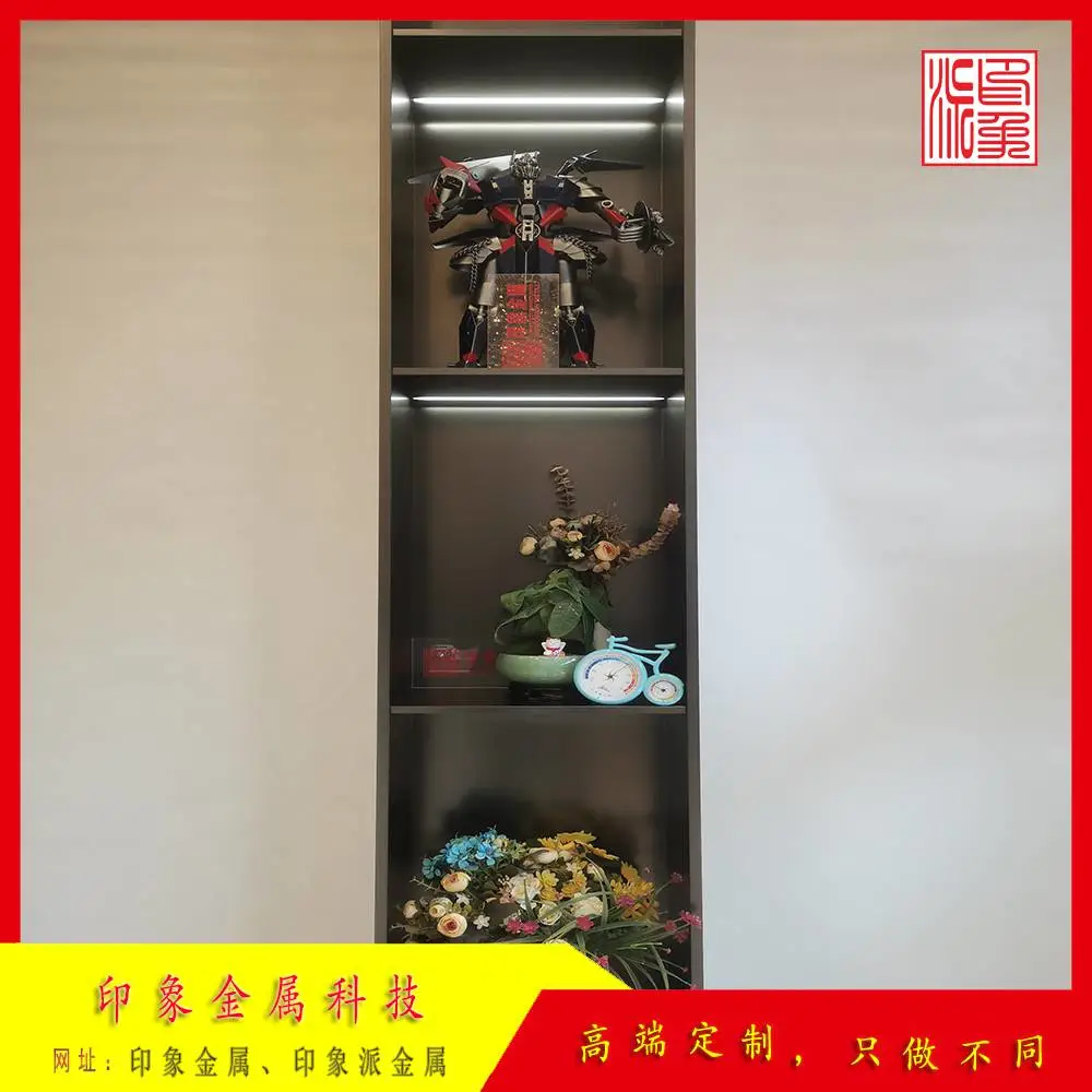 定制别墅精装房室内不锈钢电视壁龛嵌入式客厅背景柜金属展示柜