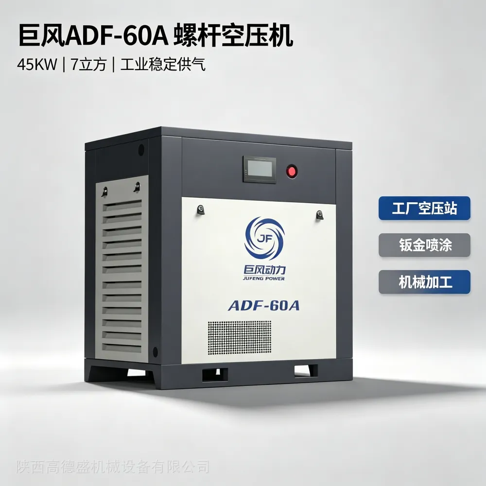 巨风ADF‑60A永磁变频螺杆空压机45KW 7立方工业螺杆压缩机工厂节能供气