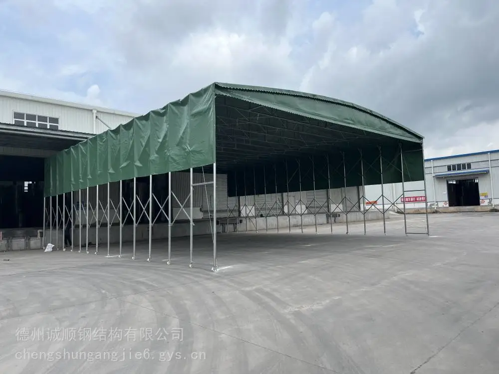 成都伸缩雨棚大型推拉帐篷推拉仓储雨棚自动伸缩棚