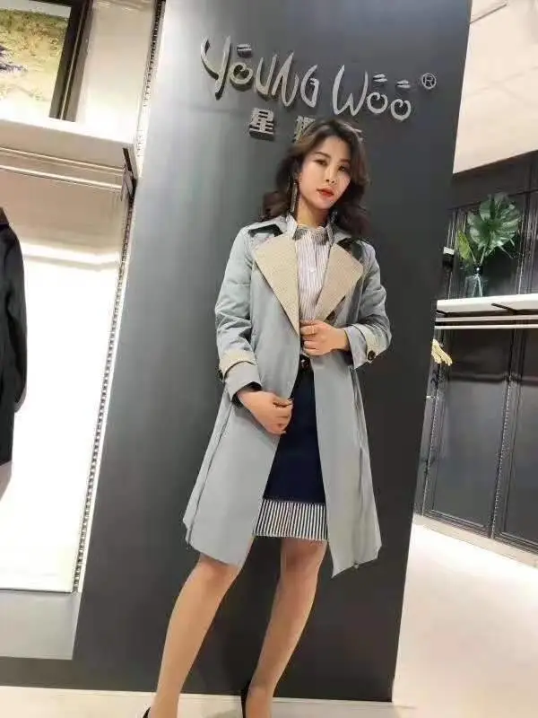 供应星期天品牌女装风衣黄色清新甜美