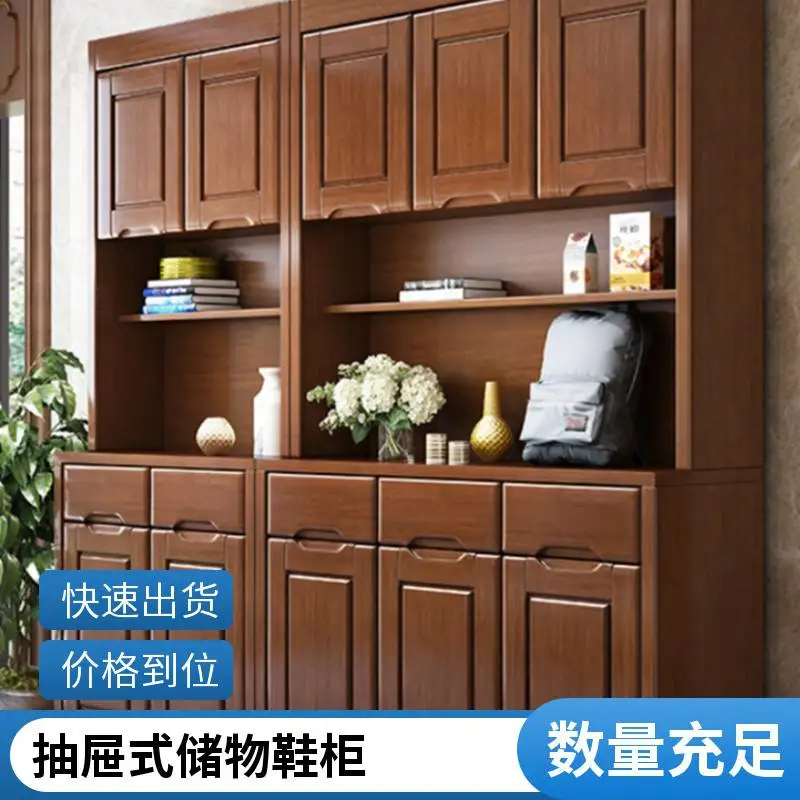 实木入户玄关柜鞋柜一体客厅轻奢隔断柜现代简约进门口屏风装饰柜