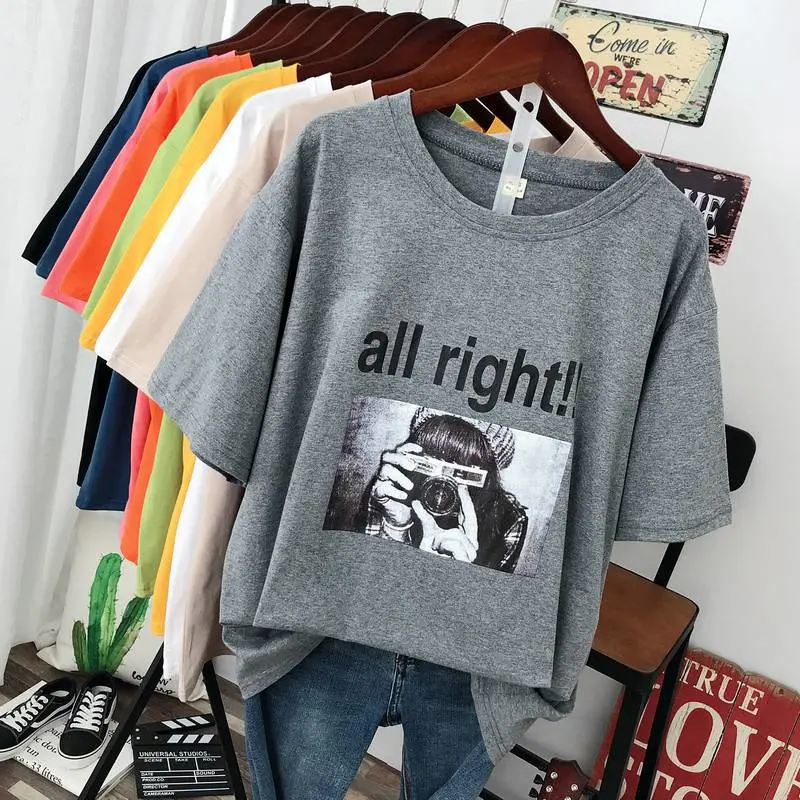 快手女装清仓尾货号女装新款基础字母印花摆地摊服装公司