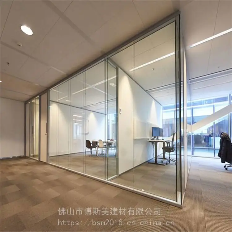 上海 铝合金全景隔墙 隔断墙 双层百叶隔断