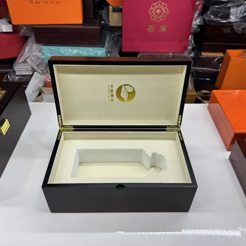 黑色烤漆木盒 熊胆粉木盒包装 清心丸木盒包装 白酒木盒定做