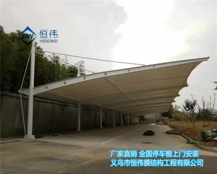 文山简易车棚钢架结构施工图 汽车防晒遮阳棚供应