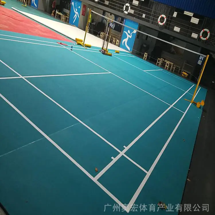 金平PVC羽毛球场施工厂家,羽毛球馆地板胶