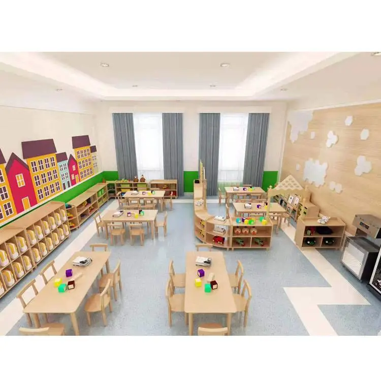 幼儿园专用桌椅儿童实木课桌椅子蒙氏教具宝宝木质早教写字桌
