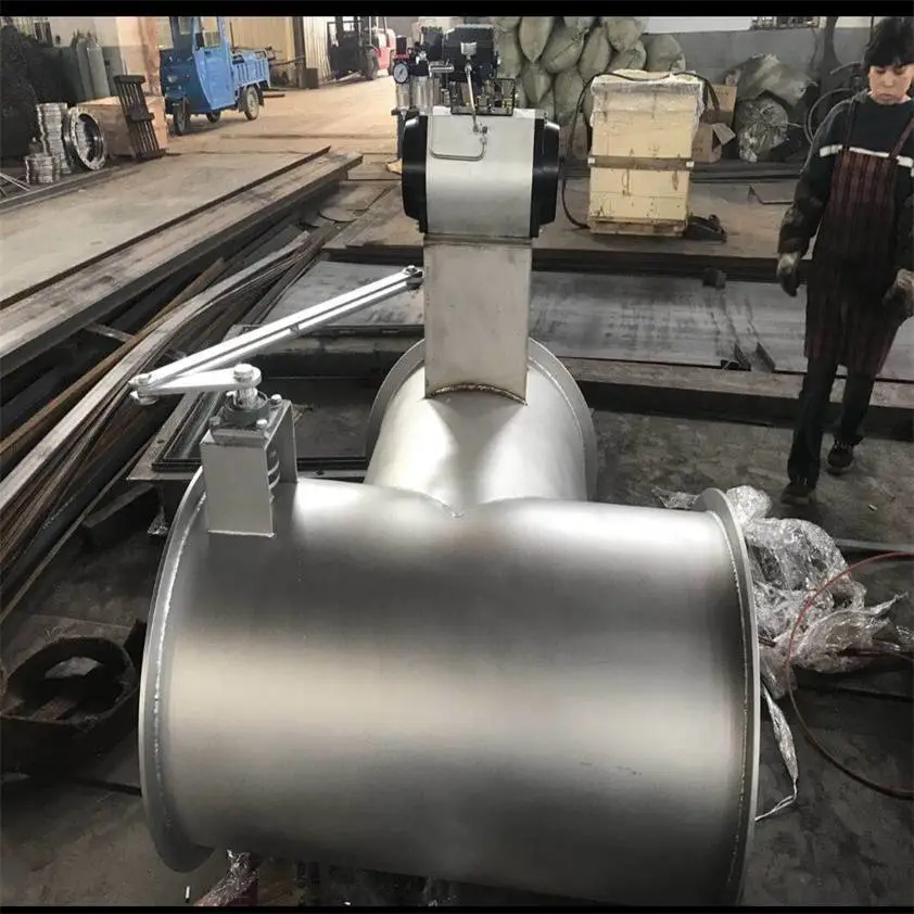 D645W-1P双作用气动三通换向不锈钢通风法兰蝶阀