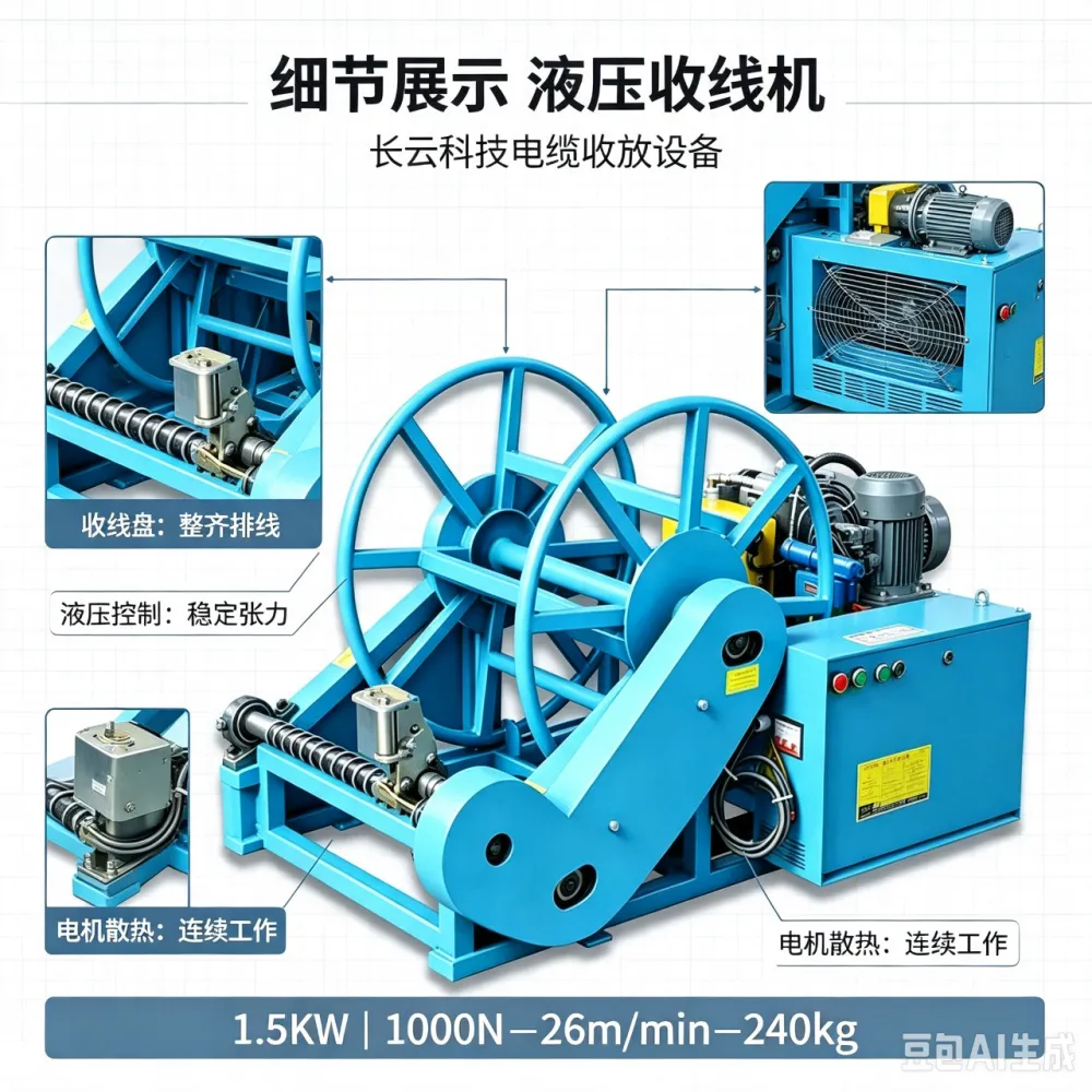 长云科技钢丝绳配合使用自动与绞磨加输送机液压收线机电缆收线机