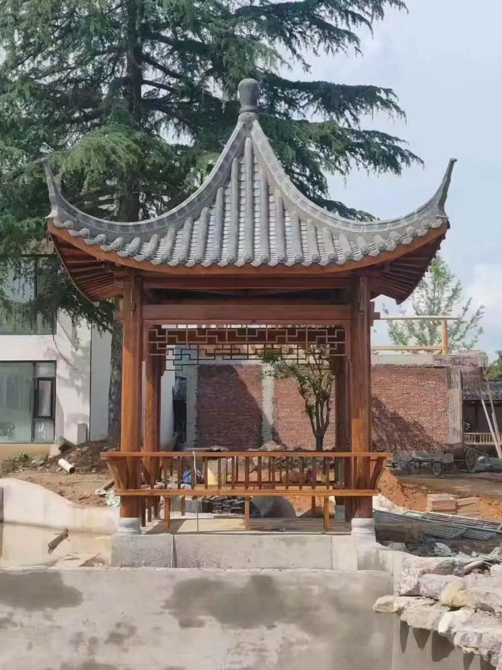 防腐木凉亭/碳化凉亭/户外水榭木屋生产 游乐园售卖亭源头厂家