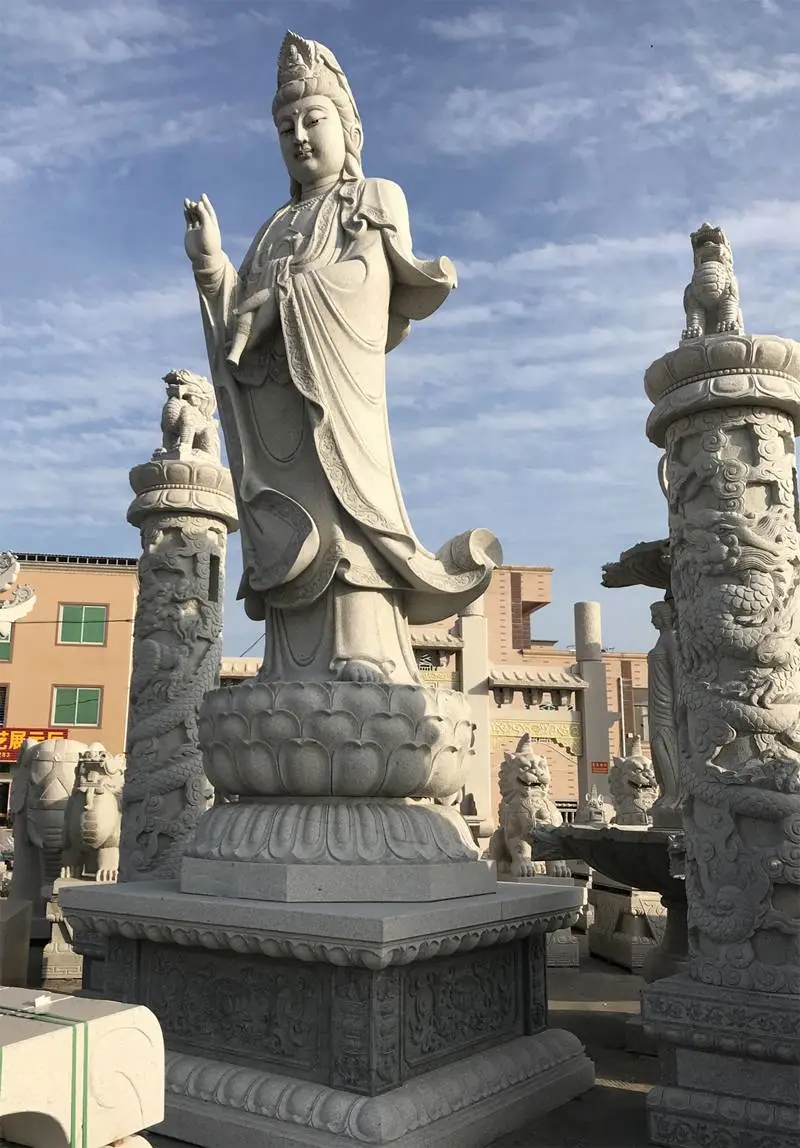 中国　玉石白玉彫刻　神獣刻　如意　M　R8033 汉白玉石雕自在观音坐莲样式玉石雕刻水月坐莲观音菩萨宝相庄严- 供应商网