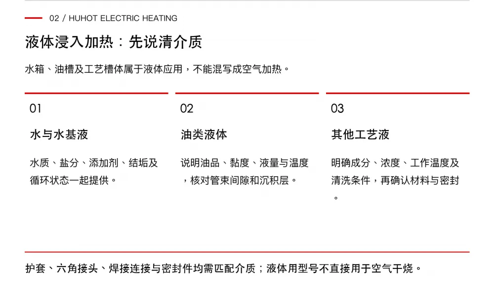 华赫六角螺纹丝扣电加热管三类工况选型条件