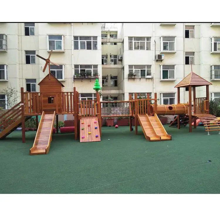 儿童木质滑梯 幼儿园户外黄花梨儿童游乐 大型攀爬设备