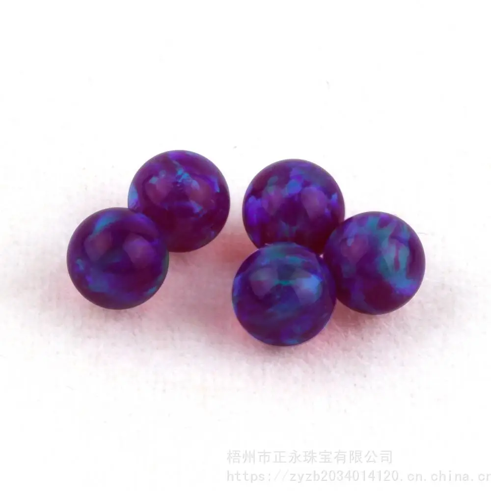 OP52紫欧泊圆珠串珠 时尚饰品球形人造澳宝石头裸珠 手串配件现货