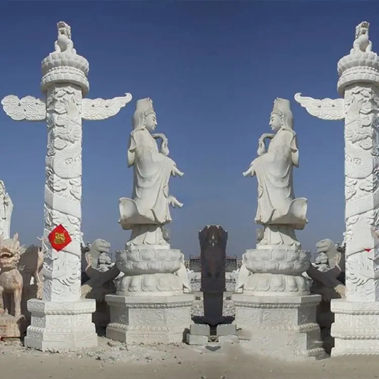 寺庙石雕龙柱 天青石云龙柱 盛隆石业源头工厂规格齐全