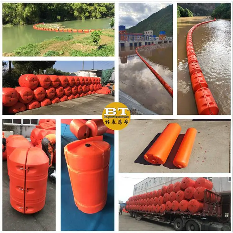 定做水库红色拦污漂排浮桶 电站用高分子pe浮筒
