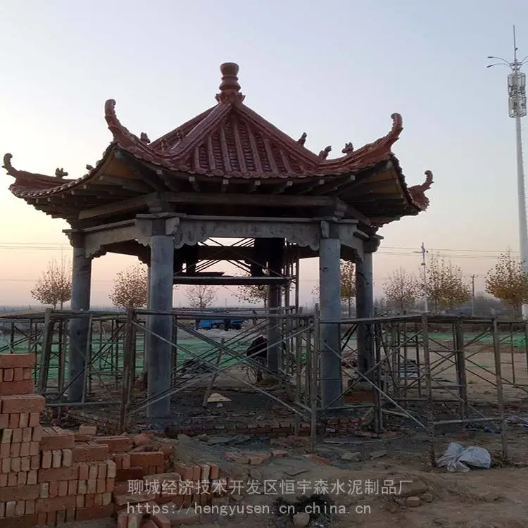 水泥仿木彩绘仿古凉亭 古建长廊彩绘凉亭 制造生产商