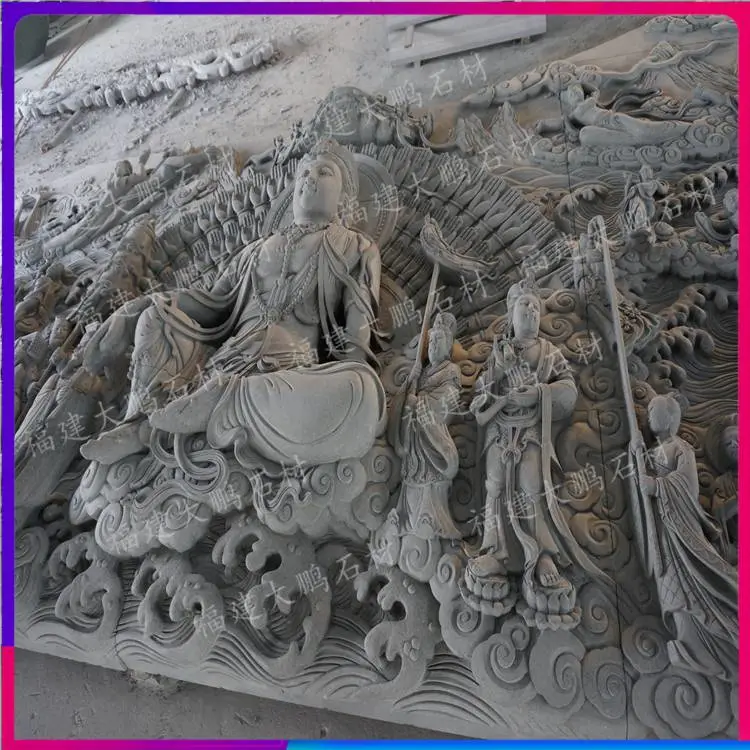 福建惠安石雕浮雕祖厝祠堂青石浮雕 雕刻浮雕照壁定制福建石雕协会大鹏石业