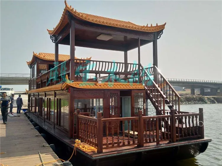 殿宝木船供应画舫船餐饮船 仿古装饰船 观光手划船 景观海盗船