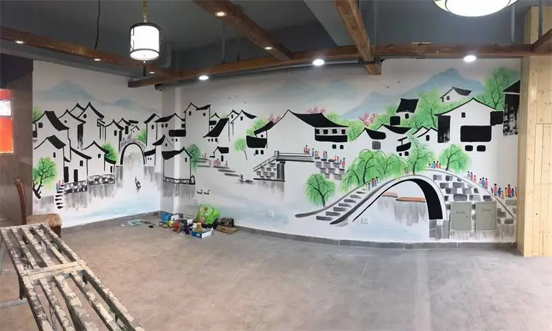 哈尔滨墙体彩绘外墙围墙文化墙彩绘公司,手绘墙画墙绘壁画公司