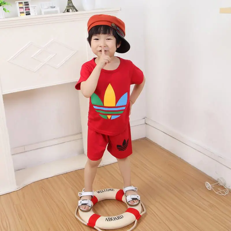 新疆地摊服装***夏季短袖套装卡通可爱儿童套装夏季2020新款一元服装批发