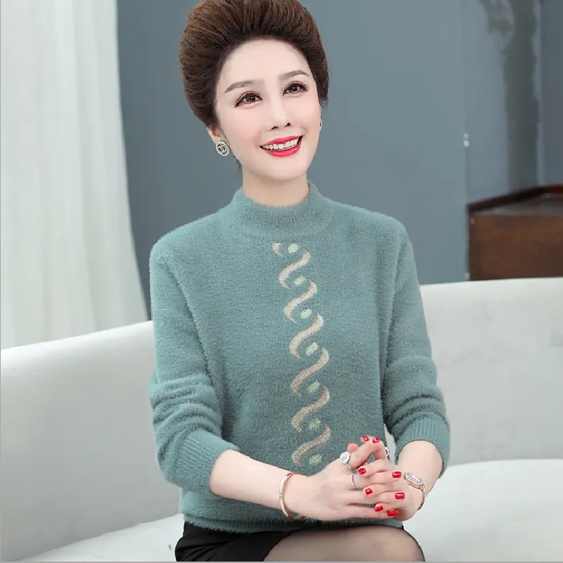 广东茂名时尚大码妈妈装针织衫全国尾货服装批发市场妈妈装女秋冬装针织衫