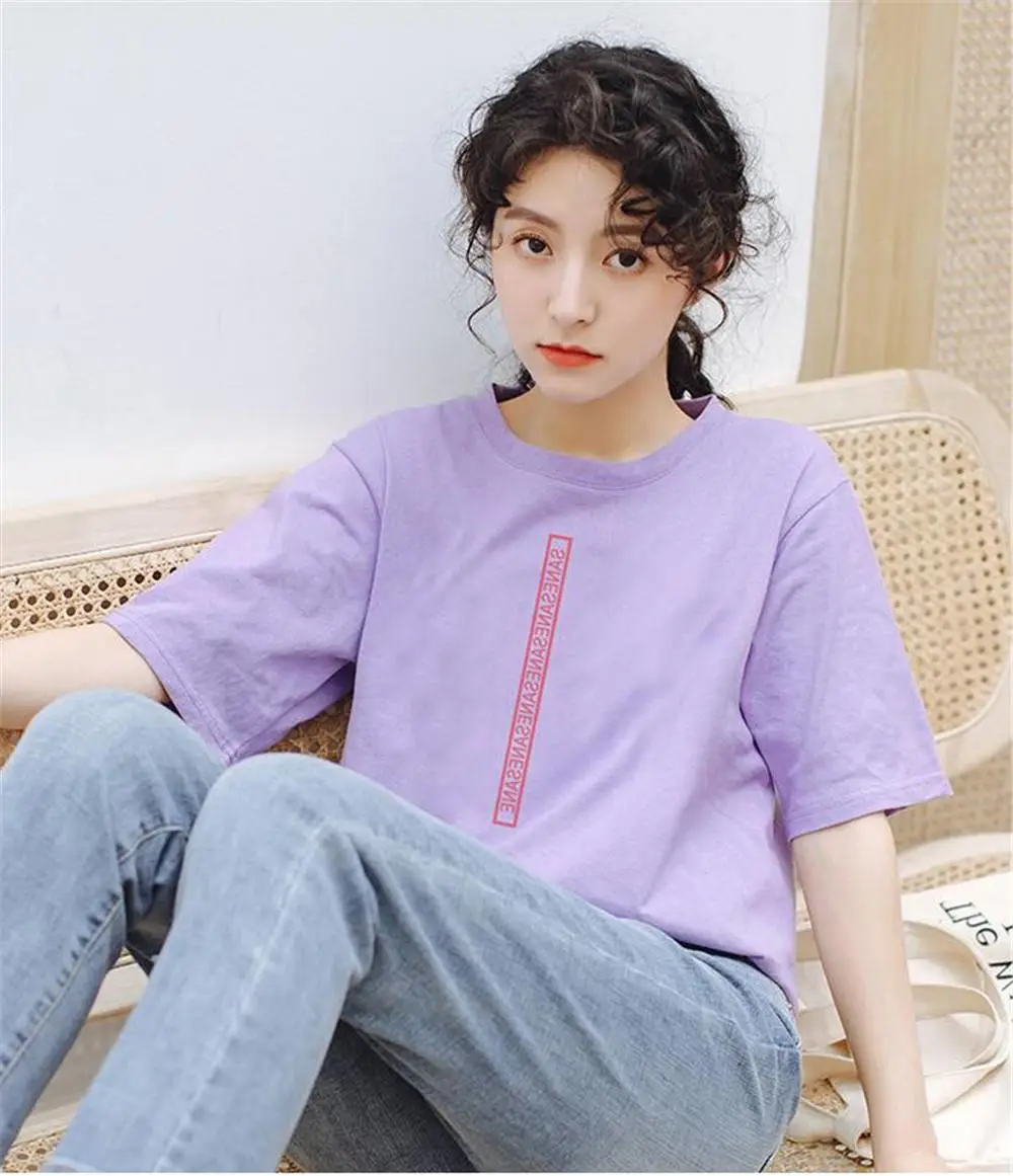 广东潮州***破坏王短袖女上衣上海七浦路服装批发市场T恤女短袖宽松简约